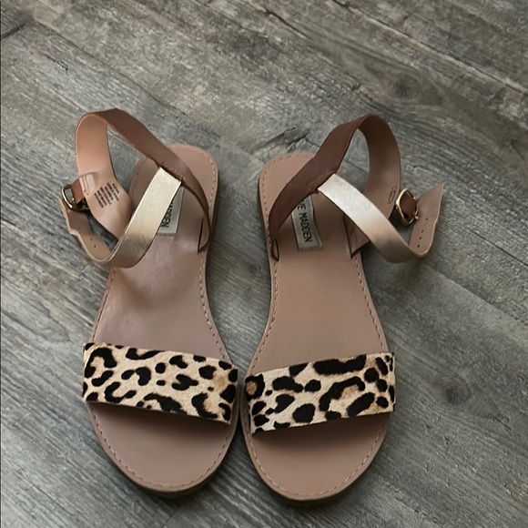Steve Madden Leopard Print Sandals - Brown and Tan - Picture 2 of 4